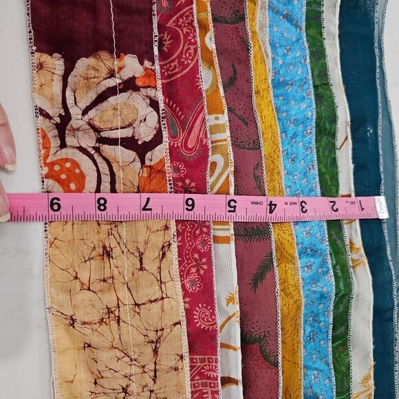 Handmade Patchwork Boho Scarf With Multicolor Strips Of Fabric - Picture 7 of 9